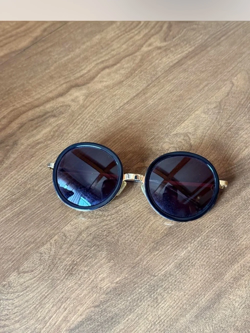 Krewe Du Optic Round Black Lens Sunglasses with Gold Frame - Women's Accessories